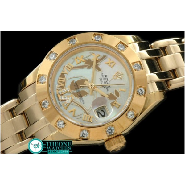 Rolex - 2011 Flora 12-Diam YG P-White Swiss Eta 2671-2