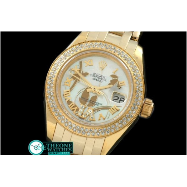 Rolex - 2011 Flora 2Diam YG P-White Swiss Eta 2671-2