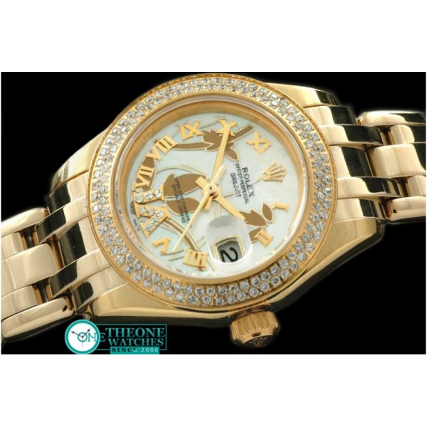 Rolex - 2011 Flora 2Diam YG P-White Swiss Eta 2671-2