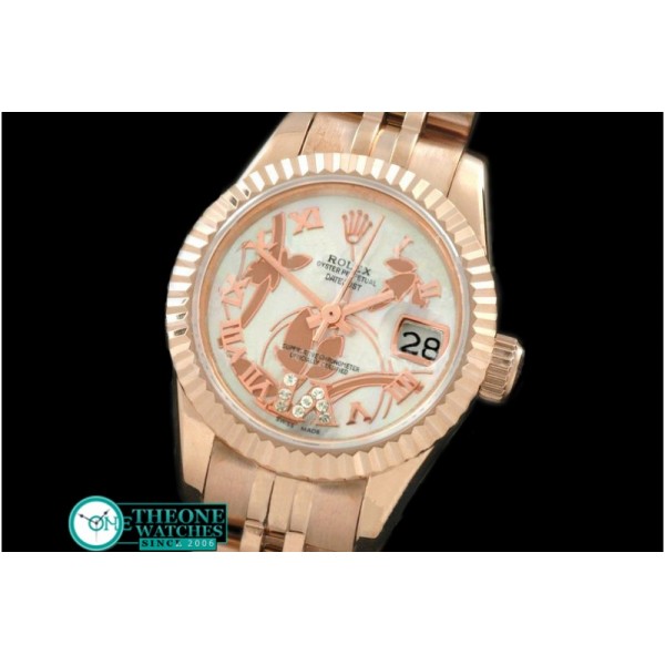 Rolex - 2011 Flora Jubilee/Fluted RG P-White Swiss Eta