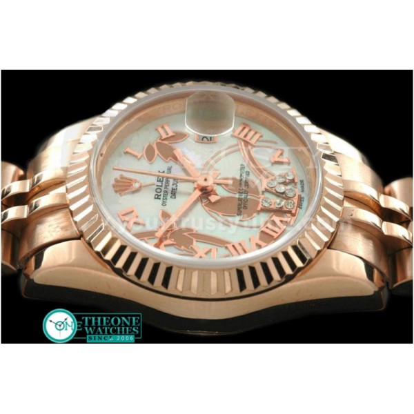 Rolex - 2011 Flora Jubilee/Fluted RG P-White Swiss Eta