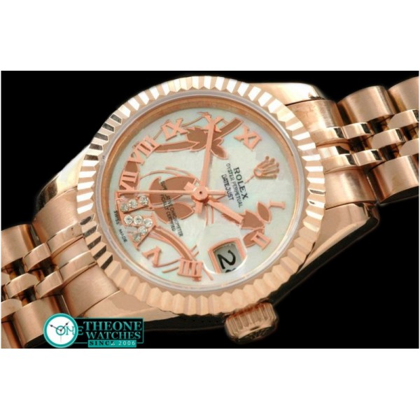 Rolex - 2011 Flora Jubilee/Fluted RG P-White Swiss Eta