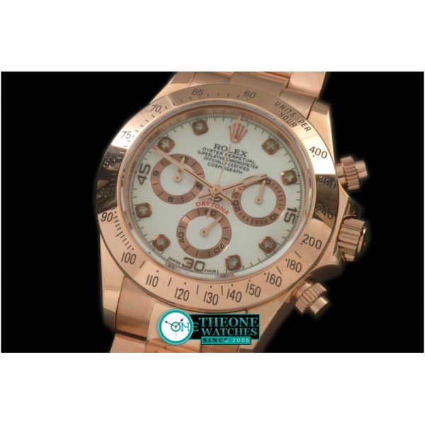 Rolex - 2008 RG/RG Rose White Diam A-7750 Sec@6