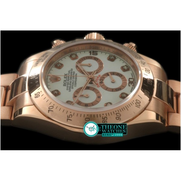 Rolex - 2008 RG/RG Rose White Diam A-7750 Sec@6