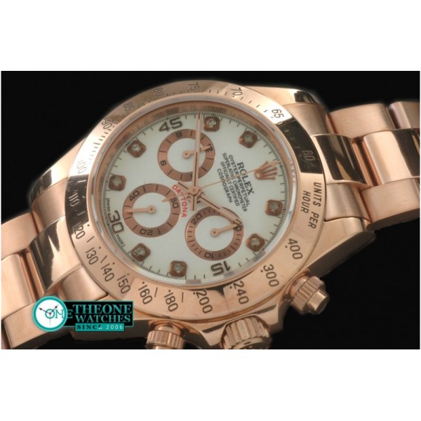 Rolex - 2008 RG/RG Rose White Diam A-7750 Sec@6