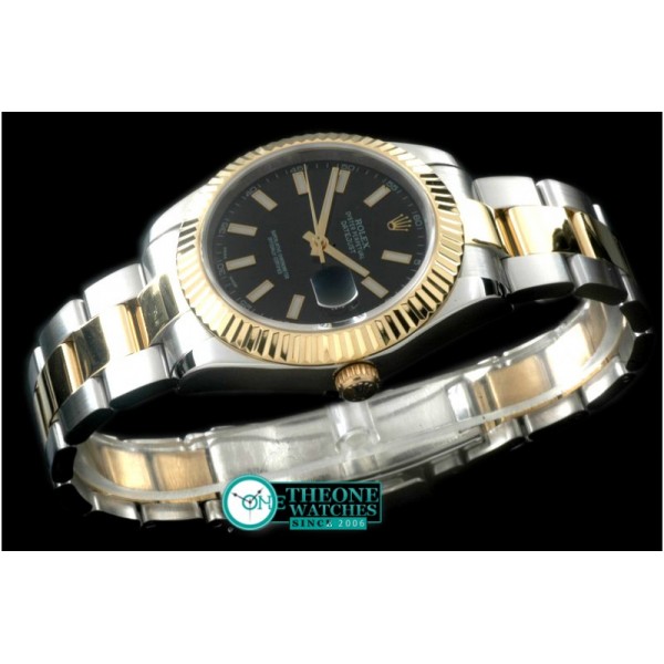 Rolex - SS/YG Oyster Fluted Black Sticks Asian Eta 2836-2