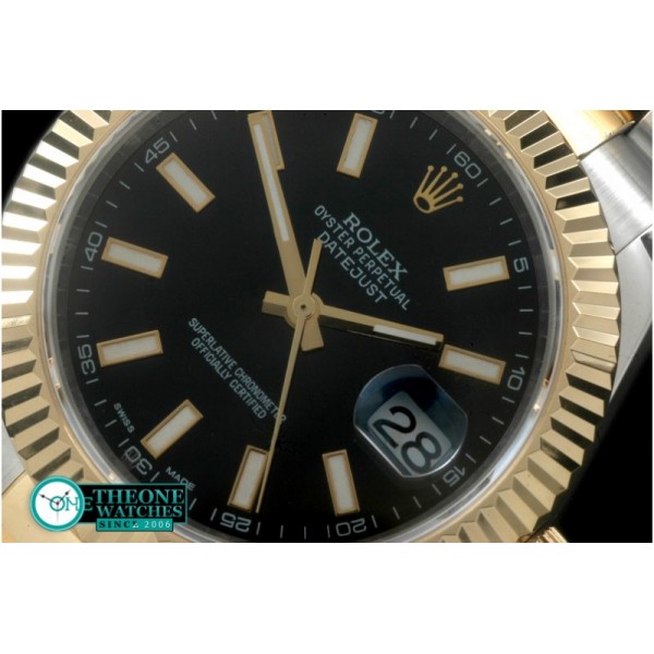 Rolex - SS/YG Oyster Fluted Black Sticks Asian Eta 2836-2