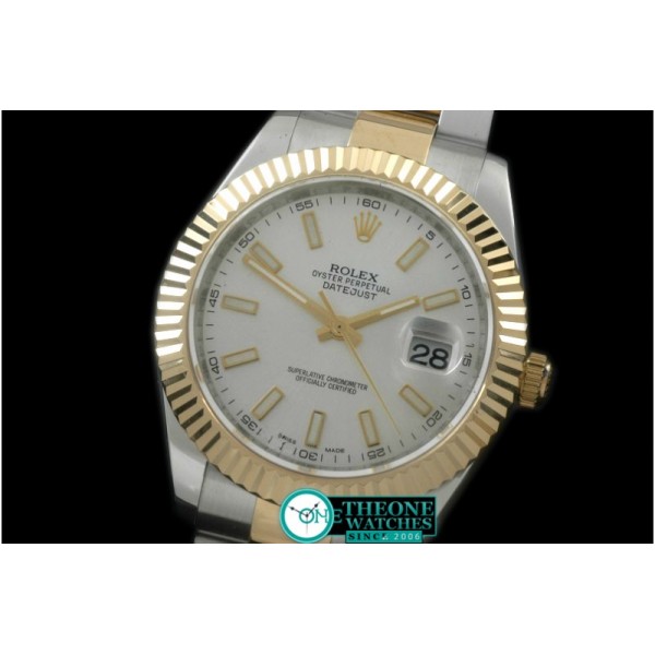 Rolex - SS/YG Oyster Fluted White Sticks Asian Eta 2836-2