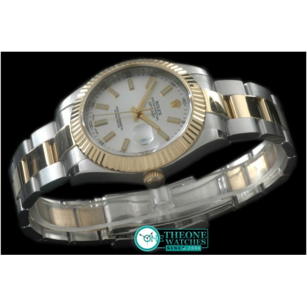 Rolex - SS/YG Oyster Fluted White Sticks Asian Eta 2836-2