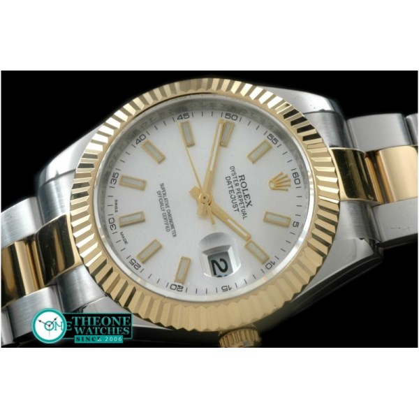 Rolex - SS/YG Oyster Fluted White Sticks Asian Eta 2836-2