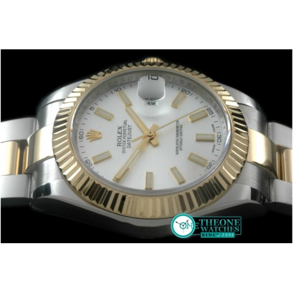 Rolex - SS/YG Oyster Fluted White Sticks Asian Eta 2836-2