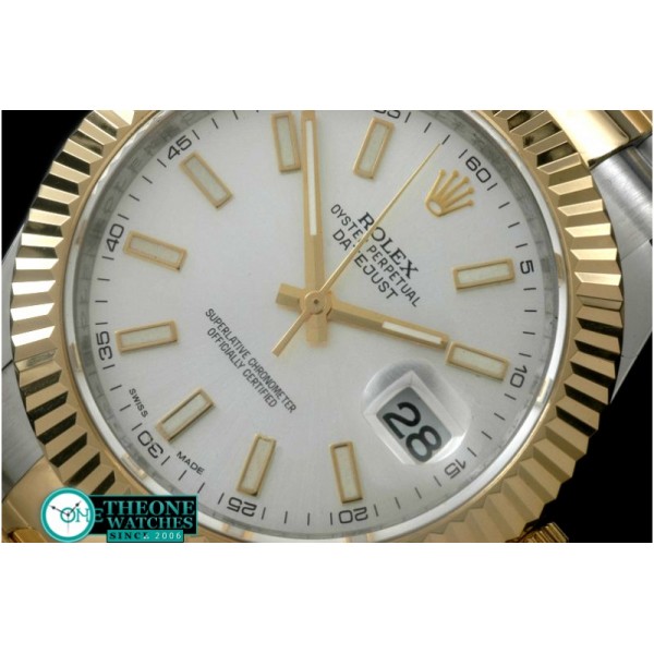 Rolex - SS/YG Oyster Fluted White Sticks Asian Eta 2836-2