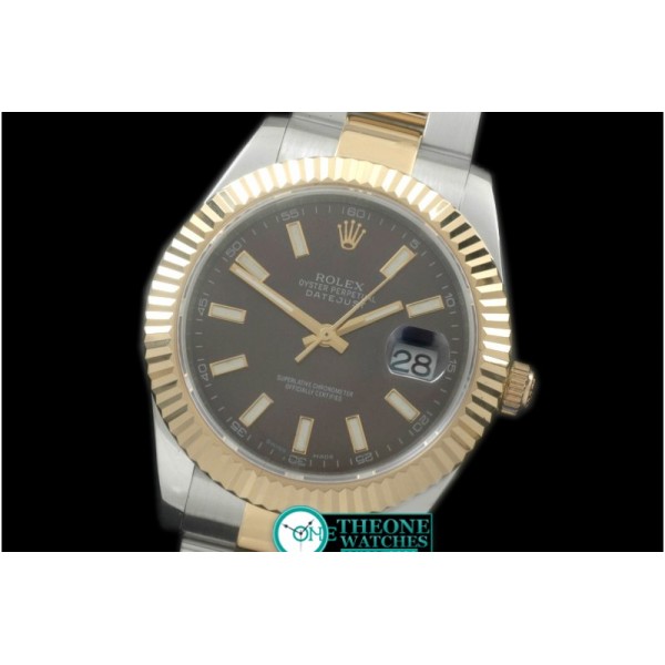 Rolex - SS/YG Oyster Fluted Grey Sticks Asian Eta 2836-2