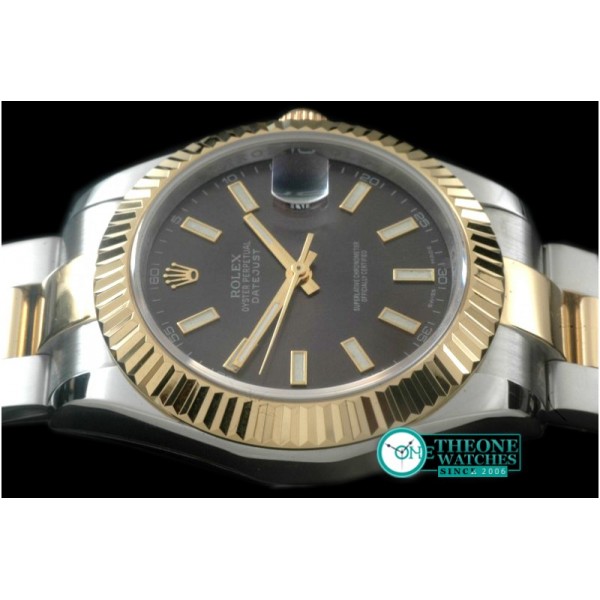 Rolex - SS/YG Oyster Fluted Grey Sticks Asian Eta 2836-2