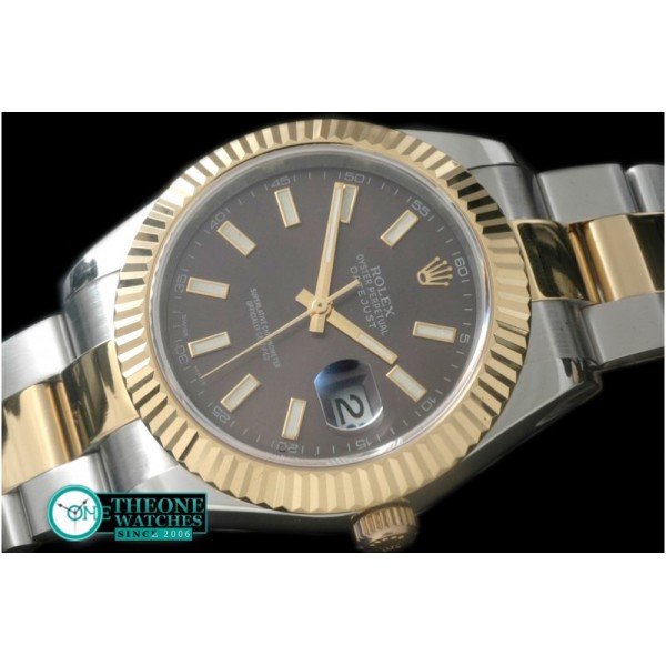 Rolex - SS/YG Oyster Fluted Grey Sticks Asian Eta 2836-2