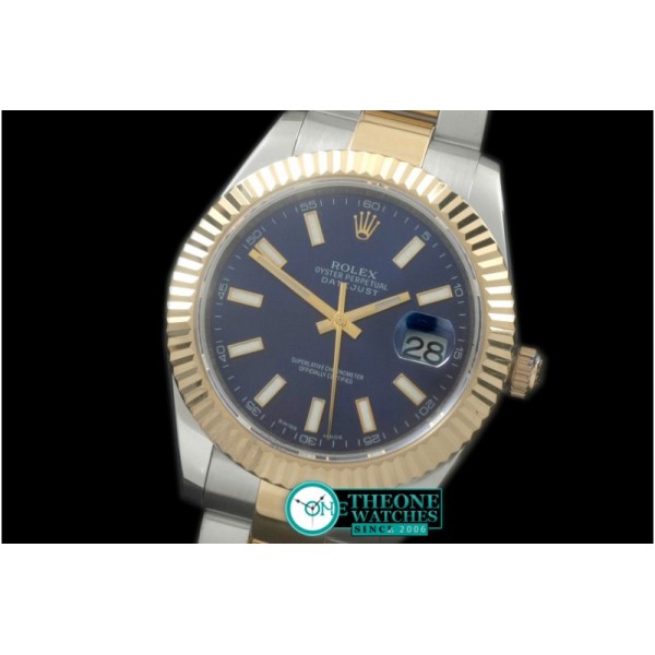 Rolex - SS/YG Oyster Fluted Blue Sticks Asian Eta 2836-2