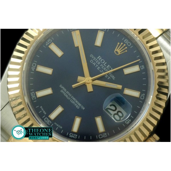 Rolex - SS/YG Oyster Fluted Blue Sticks Asian Eta 2836-2
