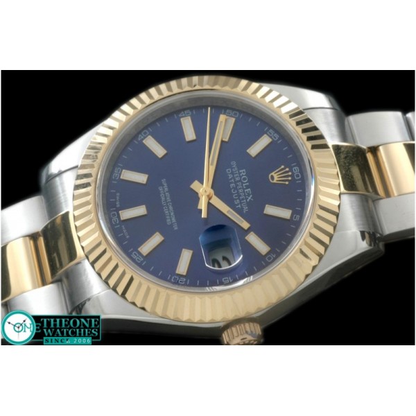 Rolex - SS/YG Oyster Fluted Blue Sticks Asian Eta 2836-2