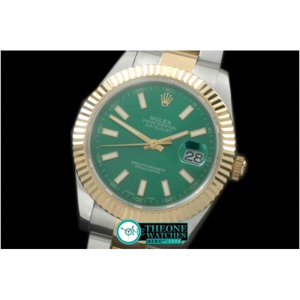 Rolex - SS/YG Oyster Fluted Green Sticks Asian Eta 2836-2