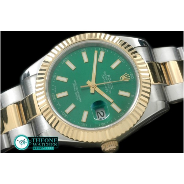 Rolex - SS/YG Oyster Fluted Green Sticks Asian Eta 2836-2