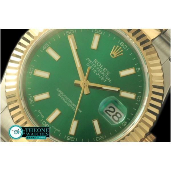 Rolex - SS/YG Oyster Fluted Green Sticks Asian Eta 2836-2