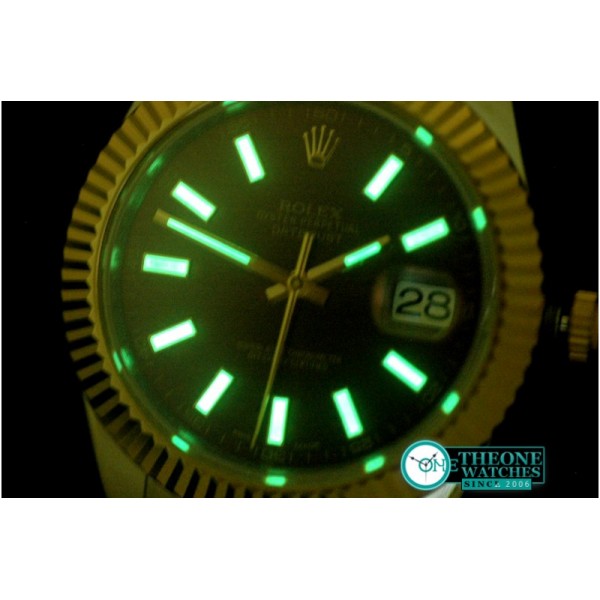 Rolex - SS/YG Oyster Fluted Brown Sticks Asian Eta 2836-2
