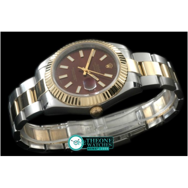Rolex - SS/YG Oyster Fluted Brown Sticks Asian Eta 2836-2