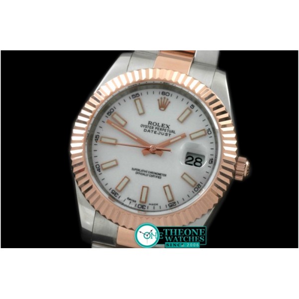 Rolex - SS/RG Oyster Fluted P-White Sticks Asian Eta 2836-2
