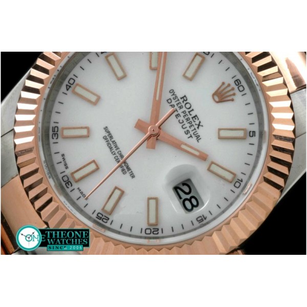 Rolex - SS/RG Oyster Fluted P-White Sticks Asian Eta 2836-2