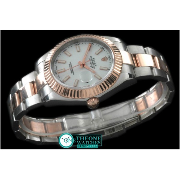 Rolex - SS/RG Oyster Fluted P-White Sticks Asian Eta 2836-2