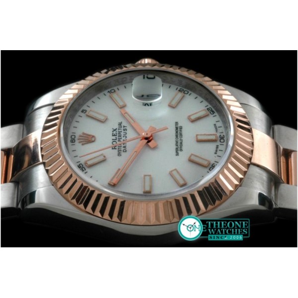 Rolex - SS/RG Oyster Fluted P-White Sticks Asian Eta 2836-2