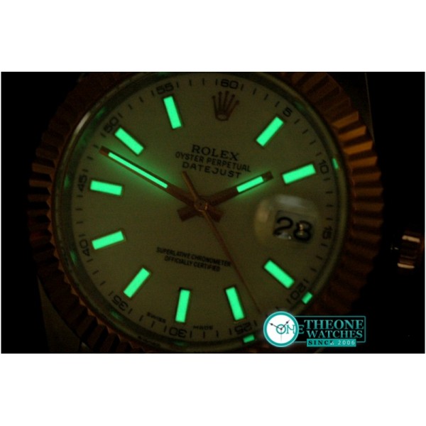 Rolex - SS/RG Oyster Fluted P-White Sticks Asian Eta 2836-2