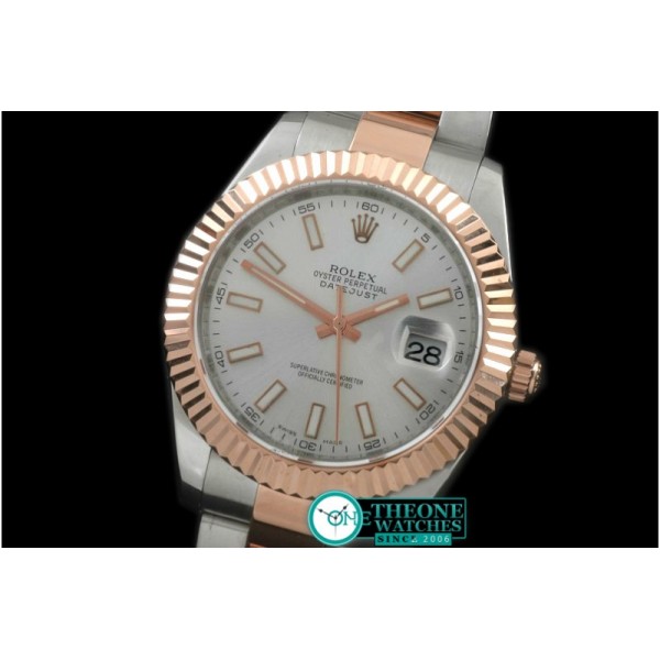 Rolex - SS/RG Oyster Fluted White Sticks Asian Eta 2836-2