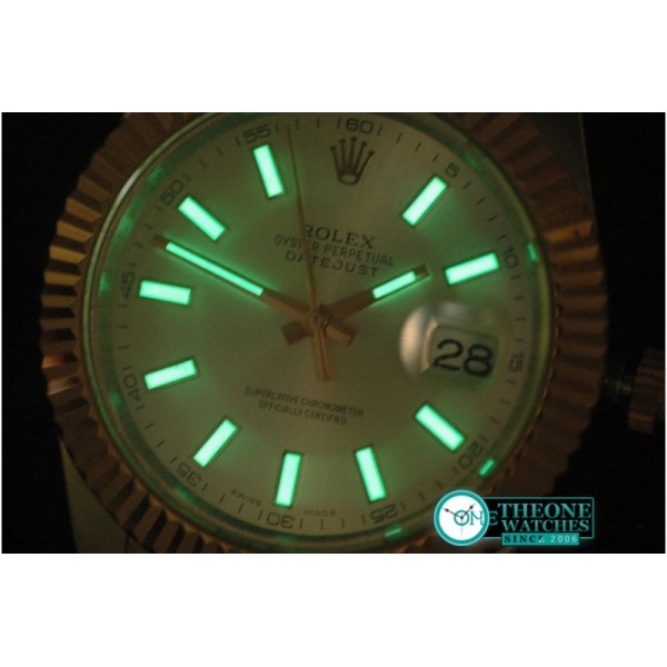 Rolex - SS/RG Oyster Fluted White Sticks Asian Eta 2836-2
