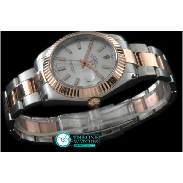 Rolex - SS/RG Oyster Fluted White Sticks Asian Eta 2836-2