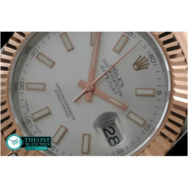 Rolex - SS/RG Oyster Fluted White Sticks Asian Eta 2836-2