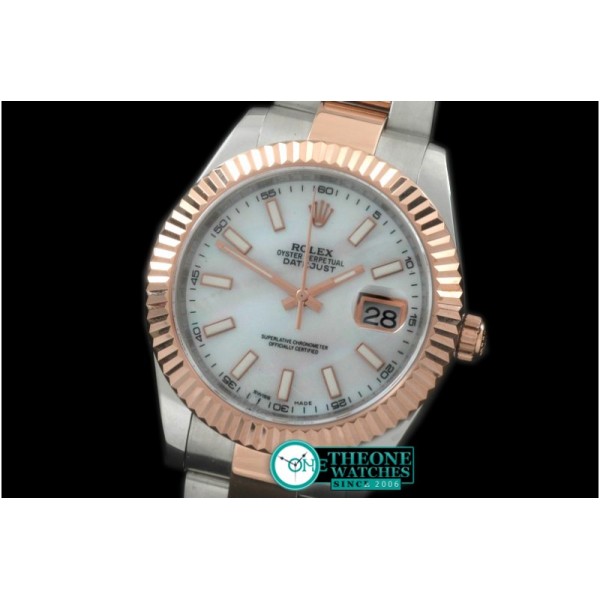 Rolex - SS/RG Oyster Fluted M-White Sticks Asian Eta 2836-2