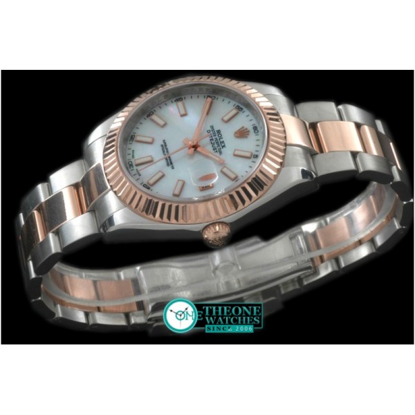 Rolex - SS/RG Oyster Fluted M-White Sticks Asian Eta 2836-2