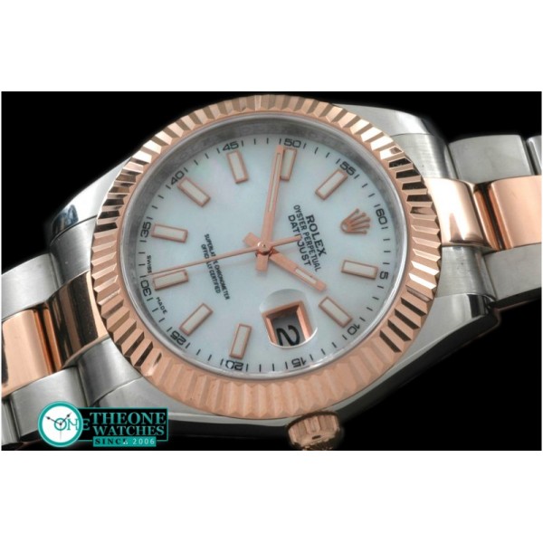 Rolex - SS/RG Oyster Fluted M-White Sticks Asian Eta 2836-2