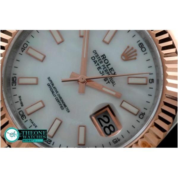 Rolex - SS/RG Oyster Fluted M-White Sticks Asian Eta 2836-2