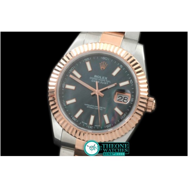 Rolex - SS/RG Oyster Fluted M-Black Sticks Asian Eta 2836-2
