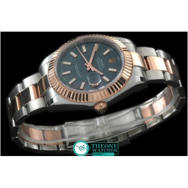 Rolex - SS/RG Oyster Fluted M-Black Sticks Asian Eta 2836-2