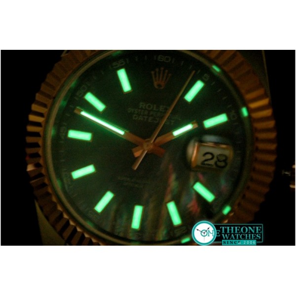 Rolex - SS/RG Oyster Fluted M-Black Sticks Asian Eta 2836-2