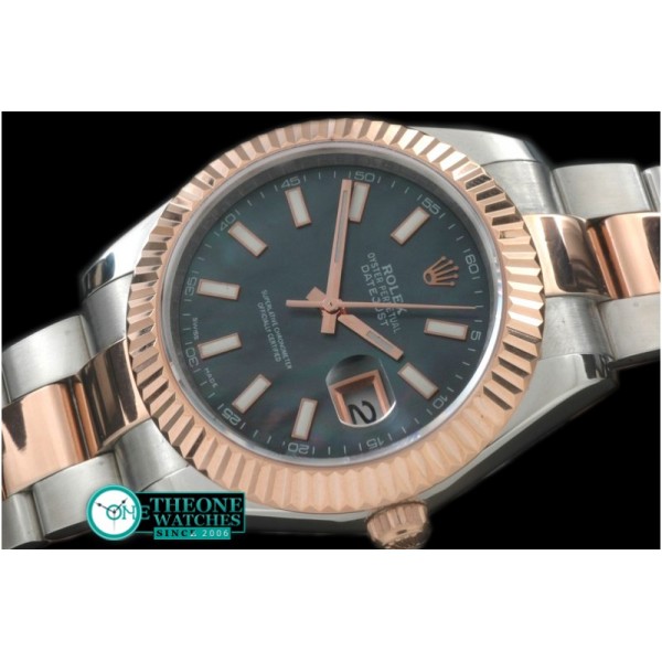 Rolex - SS/RG Oyster Fluted M-Black Sticks Asian Eta 2836-2