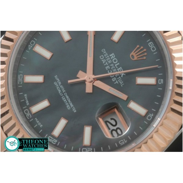 Rolex - SS/RG Oyster Fluted M-Black Sticks Asian Eta 2836-2