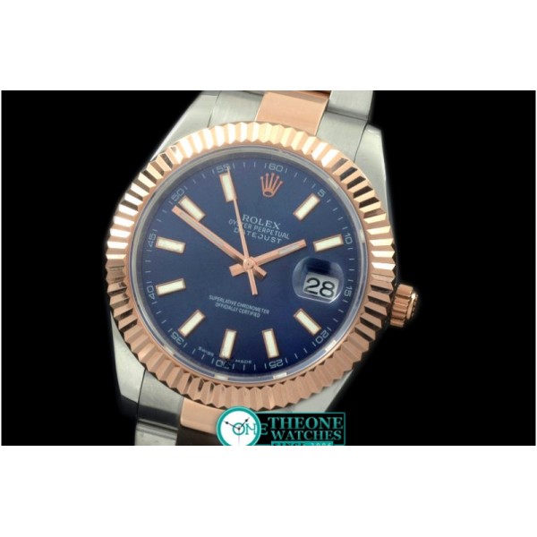 Rolex - SS/RG Oyster Fluted Blue Sticks Asian Eta 2836-2