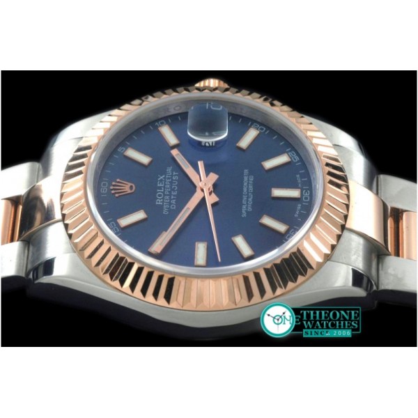 Rolex - SS/RG Oyster Fluted Blue Sticks Asian Eta 2836-2