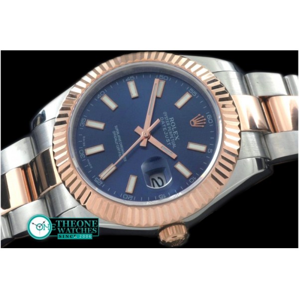 Rolex - SS/RG Oyster Fluted Blue Sticks Asian Eta 2836-2