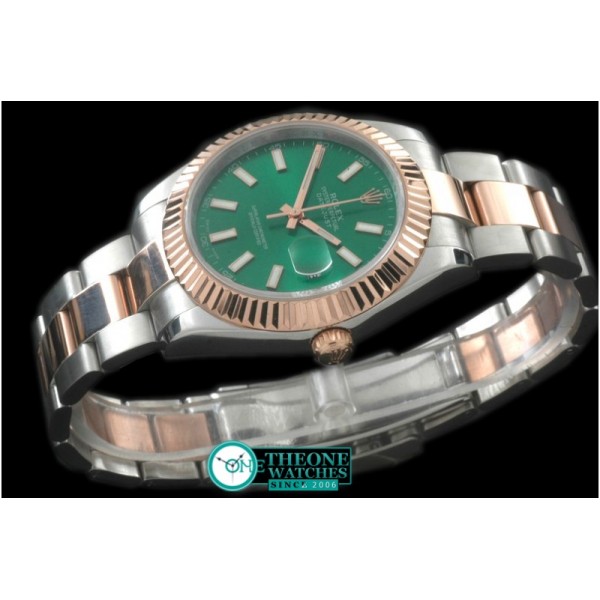 Rolex - SS/RG Oyster Fluted Green Sticks Asian Eta 2836-2