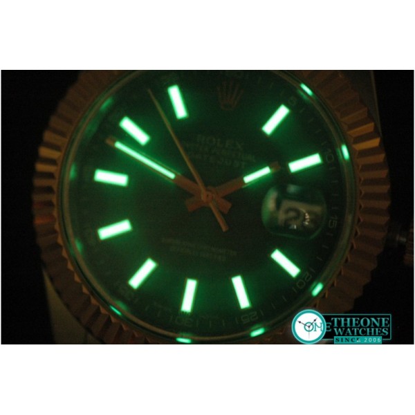 Rolex - SS/RG Oyster Fluted Green Sticks Asian Eta 2836-2
